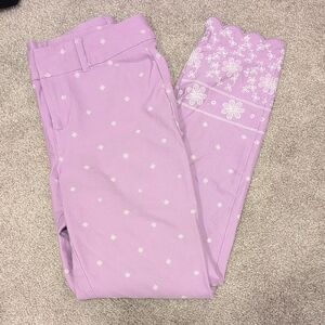 Old Navy Women's Lilac Purple White Floral Scalloped Hem Ankle Pixie Pant Size 4